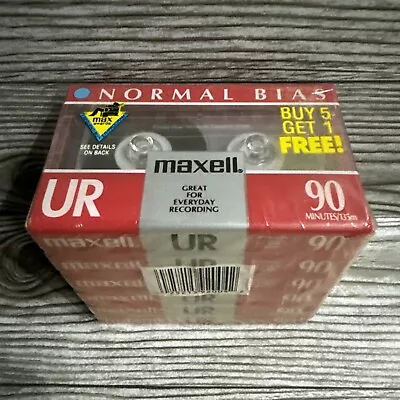 Maxell UR 90 Blank Audio Cassette Tapes  Normal Bias  6 Pack  Brand New Sealed • $13.96
