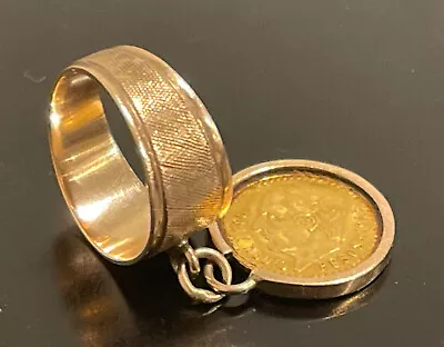 22K Gold Dos Pesos Mexican Coin 1945 With 14K Gold Ring Size 5.75 • $750