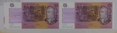 $30 • Buy 1992 Australia Uncut Pair $5.00 Fraser Cole Banknotes NPA Folder UNC