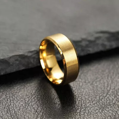 8MM Stainless Steel Ring Band Titanium Black Men's SZ 6 To 12 Wedding Rings Gift • $0.91