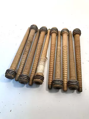 Bobbins Wooden Spools Wood Industrial Style 8.75  Spindle Vintage Quills Lot-10: • $19