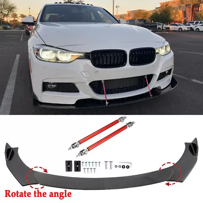 For F10 F30 F32 F36 F80 M3 M4 Carbon Fiber Front Bumper Lip Splitter+Strut Rods • $73.79