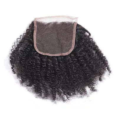 Mongolian Afro Kinky Curly Lace Closure 4x4 Free Part 100% Human Remy Hair Lace • £27.59