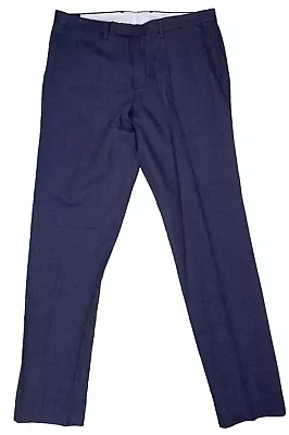 J.Crew Mens Pant Bowery Crosshatch Cotton-Linen 34x34 Navy White Hatch Blue NWT • $50