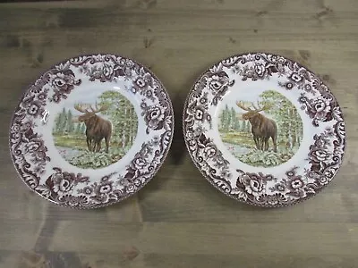 Set Of 2 Spode Woodland Majestic Moose Made In England Dinner Plate(s) 10 1/2  • $51.94