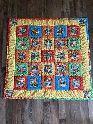 Steam Train Quilt Multi Color  Great Condition No Stains 43x43 • $34.99