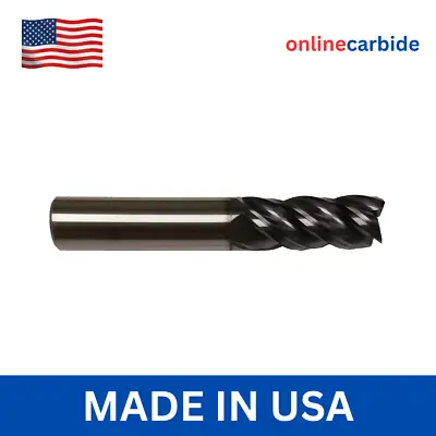 1/2  4 FLUTE VARIABLE HELIX CARBIDE END MILL .030 RADIUS TiALN COATED • $34.95