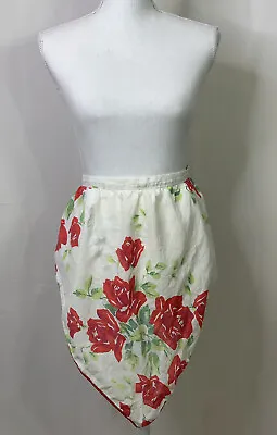 Flour Sack Vintage Cotton White Red Rose Flower Print Triangular Bib Half Apron • $8.75