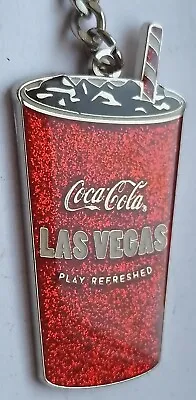 Vintage Keyring Silver Metal Bling Glitzy Rhinestone Coca-Cola Las Vegas Cup  • £17.95