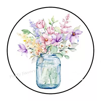 30 Watercolor Flowers Mason Jar Envelope Seals Labels Party Favors Stickers 1.5  • $1.99