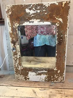 Retro Vintage Metal Wall Mount Medicine Cabinet Chippy Paint Beveled Mirror  • £75.98