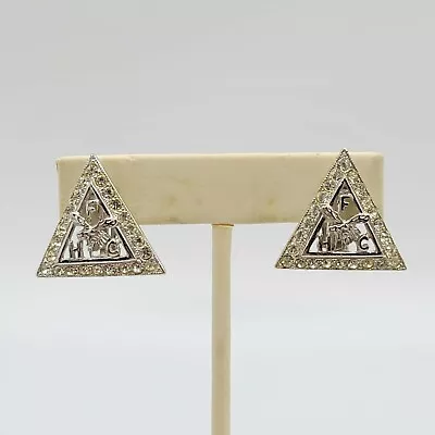 Vtg Earrings ORA FHC Moose Lodge Clip-on Rhinestones Jewelry Signed Triangle • $29.99