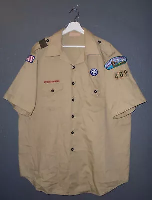 BOY SCOUTS XXL Uniform Shirt BSA #409 Vintage USA Insignia Scout Mens 2XL • $46.99