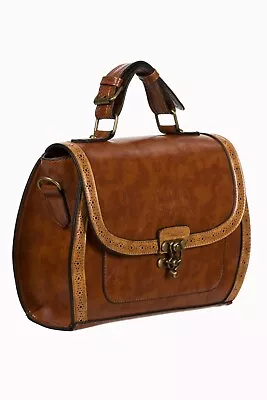 Women's Camel Vintage Rockabilly Retro Stevie Handbag Bag Satchel BANNED Apparel • £34.99