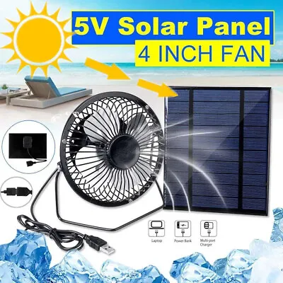 Solar Powered Fan Portable Mini Ventilator Greenhouse Pet Dog Chicken House Cool • $15