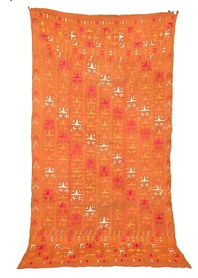 Authentic Vintage Indian From Punjab Phulkari Floss Hand Embroidered Bagh Shawl • $130