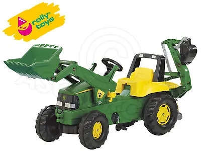 $475.78 • Buy Rolly Junior John Deere Pedal Tractor With Front Loader And Backhoe Back Hoe