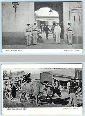 2 Postcards MATAMOROS MEXICO ~ Military BARRACKS & Hauling Wood Ca 1910s • $6.78