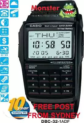 Casio Watch Calculator Telememo Dbc-32 Dbc32 Dbc-32-1 5-alarms Stopwatch Light • $66.45