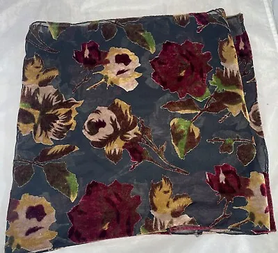 SCARF VINTAGE AUTHENTIC FLORAL ART SUMMER CUT VELVET FLOWERS 52”x13” • $7.99