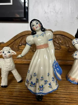 1947 Vintage Ceramic Arts Studio Mary Had A Lil Lamb 2 Figurines Perfect • $55