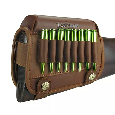 Tourbon Leather Gun Buttstock Cheek Riser Rest Rifle Cartridges Ammo Holder USA • $44.99