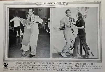 Jan 23 1935 Illus News Poster Engagement Of Boxing Heavyweight Champ Max Baer • $22.40