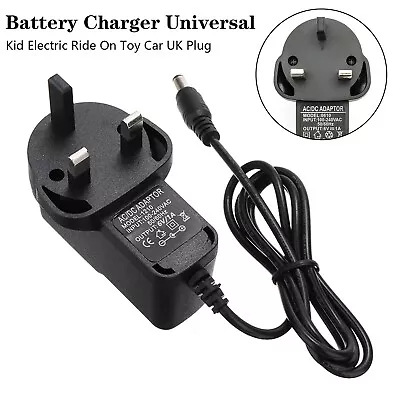 £6.88 • Buy 6v Battery Charger 6 Volt 1 Amp UK Plug For Kids Electric Ride On Toy Car Black