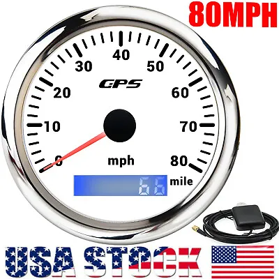 85mm Waterproof GPS Speedometer Gauge 0-80mph White For Motorcycles Boat Car US • $41.68