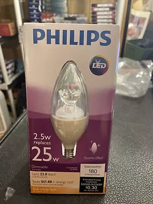 Philips LED Sparkle Effect 2.5w Replaces 25W Dimmable Soft White Light Bulb B13 • $9.98