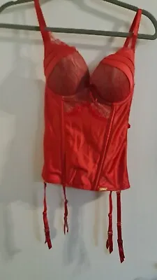 E1 32c Red BL BASQUE Corset New With Out Box Lace Ultimo • £16.99