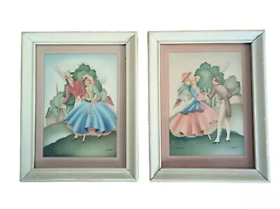 Vintage Sander Litho Art Prints Signed Set Romantic Couple Morris & Bendien N.Y. • $17.10