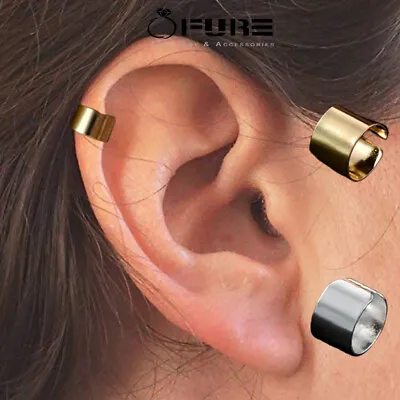 Clip On Wrap Helix Plain Band Tiny Cartilage Ear 18K Gold Plated Cuffs 1Pcs • £3.99