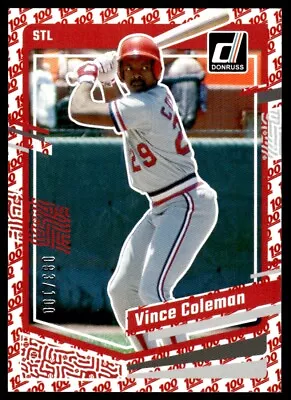 2023 Donruss One Hundred Vince Coleman 083/100 St. Louis Cardinals #184 • $0.99