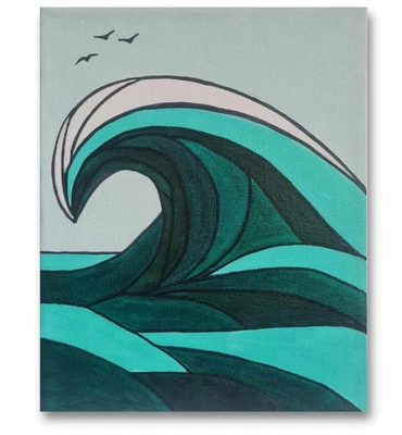£12 • Buy Original Artwork Sea/ Big Wave/Acrylic On Canvas/Size 20cm X 25cm/Wall Art