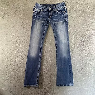 Miss Me Jeans Womens 26 Blue Denim Low Rise Bootcut Cotton Blend Western • $24.99