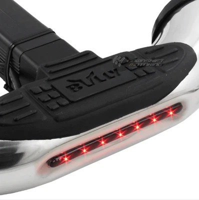 $209.09 • Buy UNIVERSAL Chrome Red BULLY STEEL HITCH REAR TOW TRAILER LED STEP BAR 1.25  & 2 