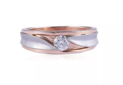 0.35 Cts F/VS1 Round Brilliant Cut Diamond Men's Wedding Ring In 585 14K Gold • $1713.67