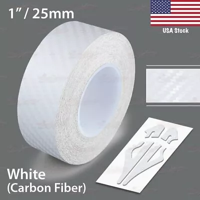 1  Roll Vinyl Pinstriping Pin Stripe Line Tape Sticker 25mm CARBON FIBER WHITE • $10.95