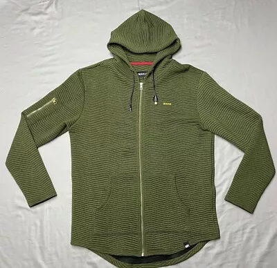 Makobi Ribbed Full Zip Hoodie Sweatshirt Green W/ Gold Accents Mens Size Large • $34.99