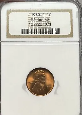 1950-S Lincoln Wheat Cent NGC MS66 Rd  RED • $22.99