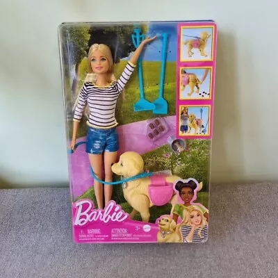 BARBIE • Walk & Potty Pup Doll Puppy And Accessories • DWJ68  • £19.90