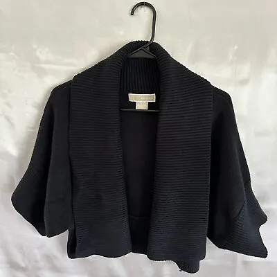 MICHAEL Michael Kors Sz M Black Knit Sweater Crop Shrug Cardigan • $15.99