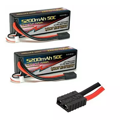 2X VANT 3S  5200mAh 50C Lipo Battery FITS  TRAXXAS PLUG HARDCASE RUSTLER SLASH • $69.99