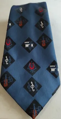 $9.90 • Buy Grenadier Necktie Tie Music Note Guitar Trombone Blue Polyester Great Britain