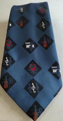 $9.90 • Buy Grenadier Necktie Tie Music Note Guitar Trombone Blue Polyester Great Britain