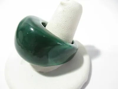 Green White Marbled Lucite Bubble Dome Ring Vintage Large Size 9.50  • $22