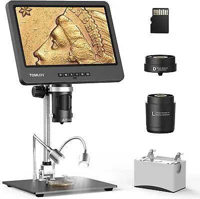 TOMLOV DM602 HDMI Digital Coin Microscope 10.1  Screen Triple Len Microscope 64G • $185