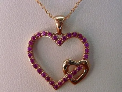 1.50 Ct Round Cut Pink Sapphire Lab-Created Heart Pendant 14K Rose Gold Plated • $120.89