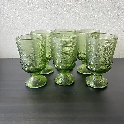 $39.99 • Buy Brockway Glass Textured Avocado Green Monterey Tumblers Vintage 1970s Footed